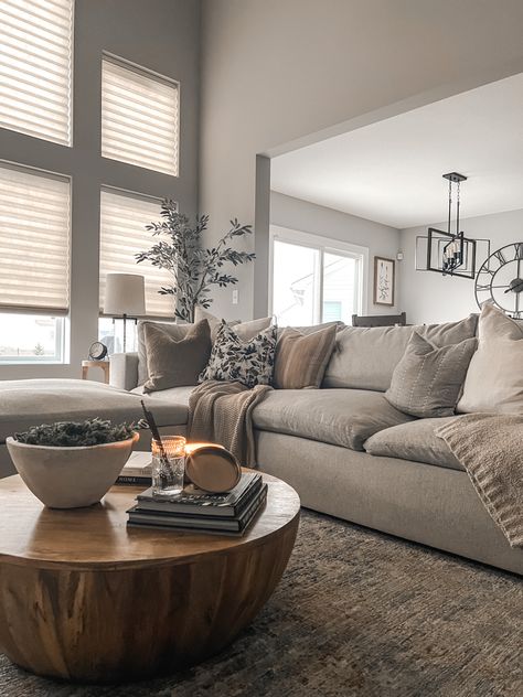 Beige And Grey Living Room, Neutral Living Room Colors, Taupe Living Room, Grey And Brown Living Room, Tan Living Room, Grey Sofa Living Room, Transitional Decor Living Room, Living Room Decor Gray, Beige Living Rooms