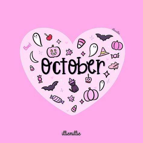 October Widgets, October Stickers, Hello October Images, Spooky Activities, Collage Cutouts, Halloween Canvas Art, Witchcraft Decor, October Quotes, October Pink