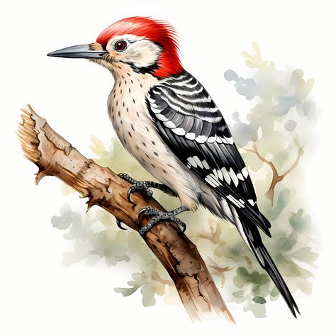 Woodpecker Drawing, Woodpecker Illustration, Woodpecker Art, Woodpecker Bird, Bird Watercolor Art, Vintage Bird Illustration, Bird Drawing, Bird Watercolor, Bird Clipart