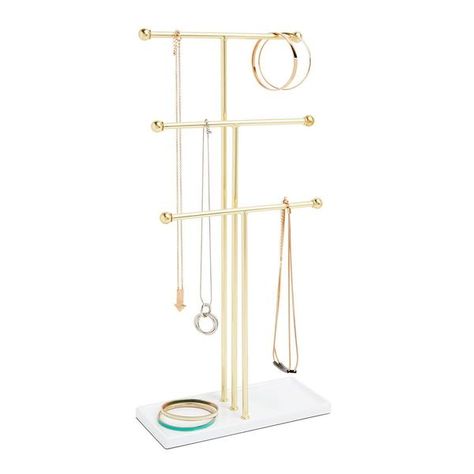 Trigem Jewelry Stand– Dormify Hanging Jewelry Organizer, Necklace Stand, Jewelry Hanger, Necklace Organizer, Necklace Holder, Hanging Jewelry, White Brass, Earring Tree, Jewelry Tree