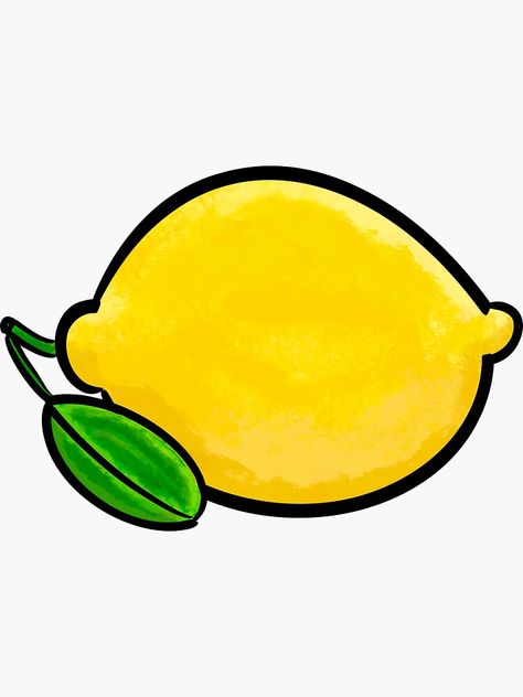 "Yellow lemon, lemonade cartoon " Sticker by SundayMorning15 | Redbubble Lemon Cartoon Drawing, Lemon Drawing Easy, Lemon Drawing Simple, Lemons Drawing, Lemon Water Aesthetic, Lemonade Drawing, Lemon Vodka Drinks, David Craft, Lemonade Clipart