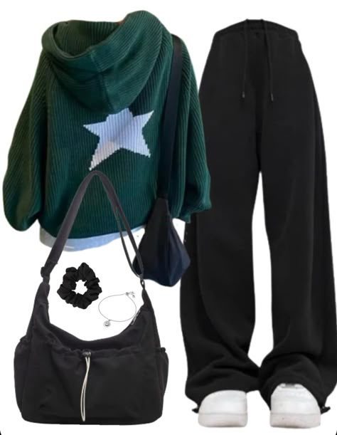 OOTD: Hooded Sweater + Baggy Sweatpants + Crossbody Bag Cute Outfits For School Sweatpants, School Outfits Mexican, Popular Girl Aesthetic High School, Different Aesthetics Outfits, Cute Baggy Outfits, Ways To Style Sweatpants, Star Girl Outfit, Outfit Ideas Sweatpants, Styling Sweatpants