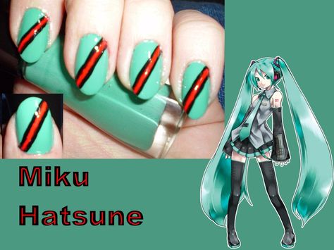 OoO Miku Nails, Anime Nail, Miku Hatsune, My Idea, Anime Hair, Funky Nails, Love Makeup, Love Nails, All Things Beauty