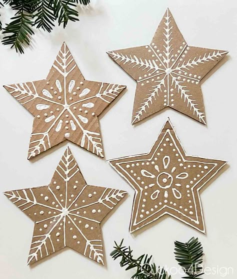 Gingerbread Wall Decor, Craft Paper Ideas, Gingerbread Stars, Christmas Craft Kids, Star Christmas Decorations, Xmas Stars, Christmas Star Ornaments, Gingerbread Star, Christmas Crafts Ideas