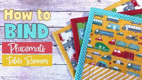 How to Bind a Placemat or Table Runner - Alanda Craft Diy Self Binding Placemats, How To Sew A Placemat, Binding A Placemat, Placemats Diy Easy, Sewing Placemats Easy, Simple Placemats To Sew, Self Binding Placemat Tutorial, Self Binding Placemats Patterns Free, Self Binding Table Runner