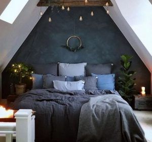 Bohemian Bedrooms, Cozy Attic, Color Combinations Home, Grey Bedroom, Bohemian Bedroom Decor, Attic Bedroom, Bohemian Bedroom, Gray Bedroom, Blue Bedroom