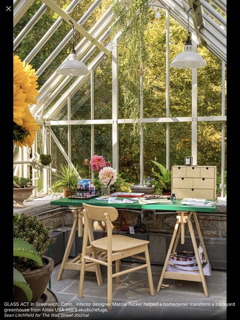 Garden Shed Office, Green House Home, Greenhouse Office, Hidden Office, Micro Living, Farmhouse Home Design, Shed Office, Art Shed, Studio Shed