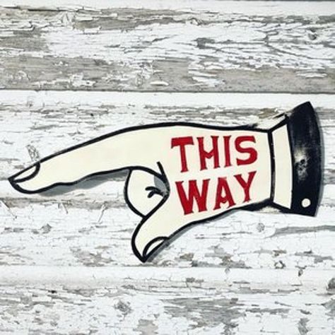 TheOld93 - Etsy Vintage Pointing Hand, Hand Painted Signs Vintage Signage, Hand Painted Signage, Vintage Store Signs, Garage Sale Signs, Sign Painting Lettering, Retro Signage, Pointing Finger, Sign Lettering