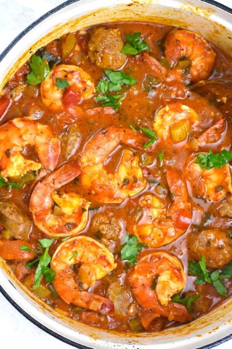 Shrimp Creole with Sausage - GypsyPlate Shrimp Sauce Piquant Louisiana, Creole Recipes Louisiana, Sausage And Shrimp Recipes, Sausage Creole, Shrimp Meals, Creole Jambalaya, Creole Gumbo, Shrimp And Sausage, Shrimp Creole