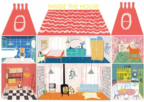 Doll's House - Louise Lockhart | Illustration | Design | The Printed Peanut House Illustration Design, House Interior Illustration, Louise Lockhart, Illustration Interior, Interior Design Videos, Pastel Interior, Interior Minimalista, Dolls House Interiors, Interior Illustration