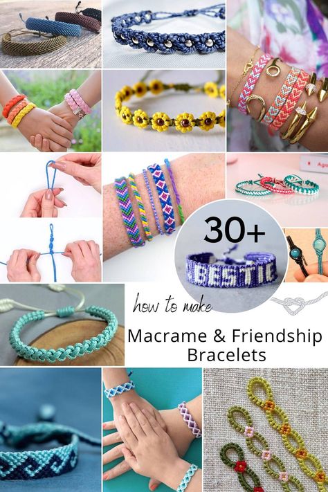 Learn how to make these 30+ gorgeous free friendship and macrame bracelet patterns! Easy-to-follow guides perfect for crafters of all levels. Try them out! Macrame Bracelet Patterns Tutorials, Bracelet Patterns Tutorials, Jewelry Tutorials Free, Square Knot Bracelets, Chevron Friendship Bracelet, Bracelet Tutorials, Macrame Jewelry Tutorial, Friendship Bracelets Easy, Macrame Bracelet Tutorial