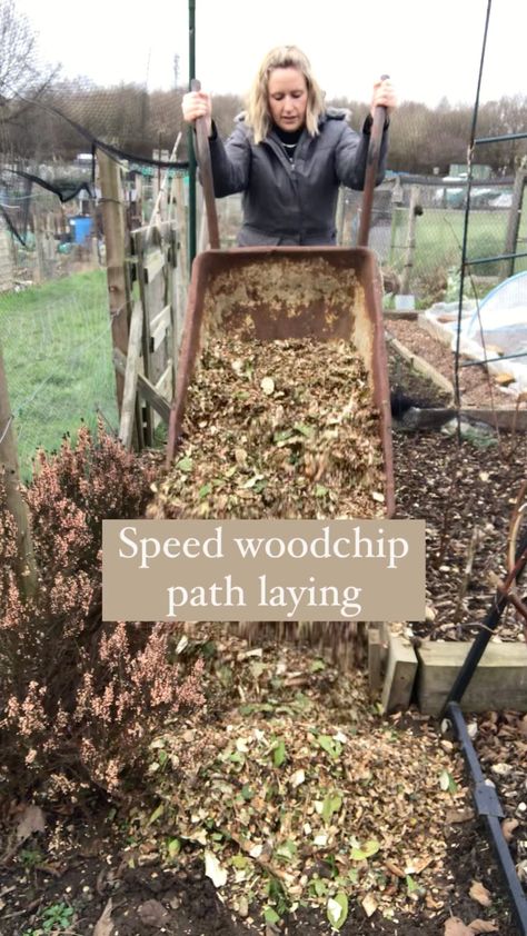 ourorganicallotment on Instagram: No raking here. Woodchip path (half) done. Tip it, spread it, kick it, done. Woodchip makes everything look much tidier, and will… Garden Growing, Garden Path, Flower Farm, Garden Paths, Garden Ideas, Flowers, Instagram