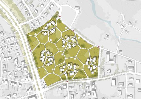 Housing Estate Proposal / Mikolai Adamus & Igor Brozyna,plan 01 Site Development Plan, Housing Estate, Co Housing, Urban Design Concept, Architecture Design Sketch, Concept Diagram, Plan Drawing, Landscape Architecture Design, Urban Fabric