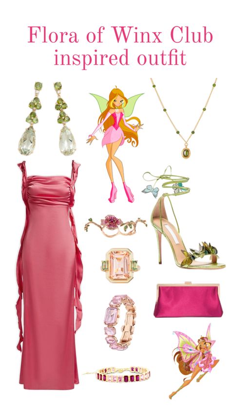 Flora Outfits, Winx Flora, Pretty Halloween Costumes, Outfit Collage, Halloween Inspo, Inspired Outfits, Winx Club, Pink Outfit, Club Outfits