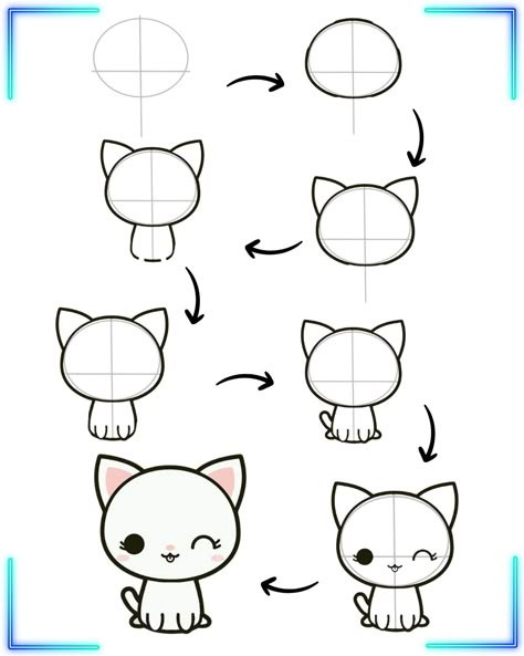 Easy cute cat Cute Cat Drawing Step By Step, Cat Drawing Easy Step By Step, Cat Drawing Simple Easy Cute, Simple Cat Drawing Step By Step, How To Draw Kittens, How To Draw Kawaii Step By Step, Cute Easy Cat Drawings, Cat Drawing Tutorial Step By Step, How To Draw A Cute Cat