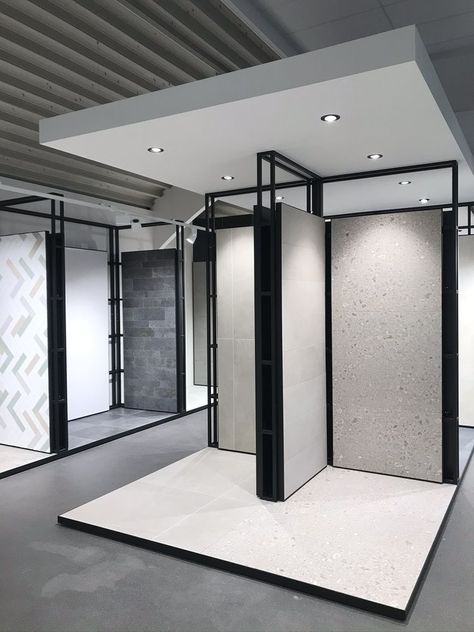 Tiles Display Ideas, Marble Showroom Design, Ceramic Showroom Interior Design, Tile Display Stand, Tiles Showroom Design, Tiles Showroom Interior Design, Tiles Showroom Display Ideas Interior Design, Tiles Display Showroom Ideas, Tile Display Ideas