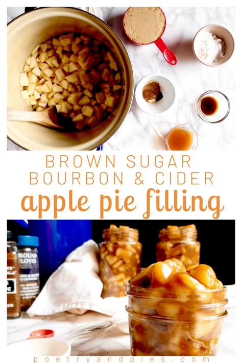 Maple Bourbon Apple Pie, Apple Pie Vodka, Bourbon Apple Pie, Bourbon Cider, Apple Cider Syrup, Work Breakfast, Apple Pie Filling Recipes, Bourbon Pecan Pie, Canned Apple Pie Filling