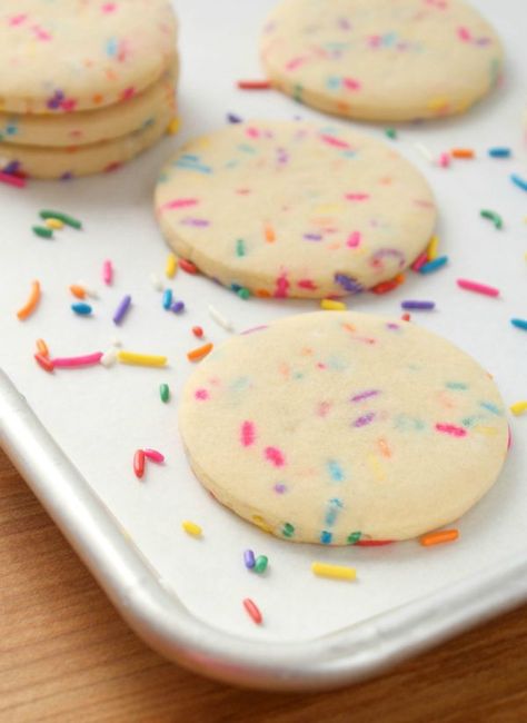 Rainbow Funfetti Cutout Cookie Recipe - The Sweet Adventures of Sugar Belle Decorating Biscuits, Cutout Cookie Recipe, Cookie Tower, Dip Appetizers, Basic Sugar Cookie Recipe, Cutout Cookie, Baking Power, Funfetti Cookies, Bridal Cookies