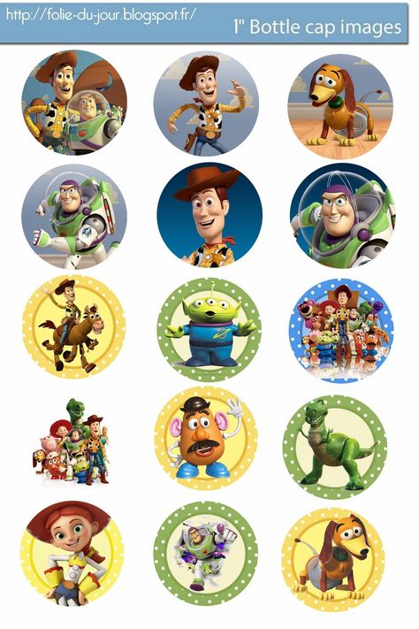 Toy Story Printables, Toy Story Cupcakes, Toy Story Party Decorations, Toy Story Theme, Toy Story Cakes, Bottle Cap Art, Images Disney, Toy Story Birthday Party, Free Toys