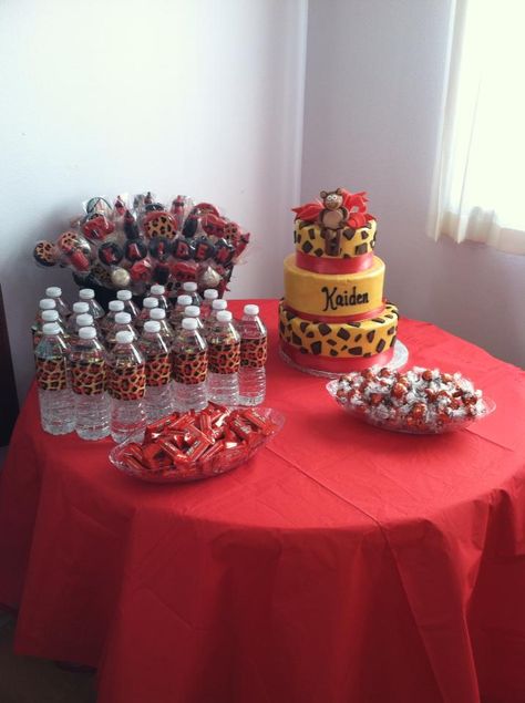 #BabyShower #Cake #WaterBottle #BabyName #Cheetah #Print #CakePops #Candy #Red Red And Cheetah Birthday, Cheetah Print Party, Leopard Print Wedding, Red Cheetah Print, Cheetah Birthday, Red Baby Shower, Red Birthday, Royal Baby Showers, Candy Red