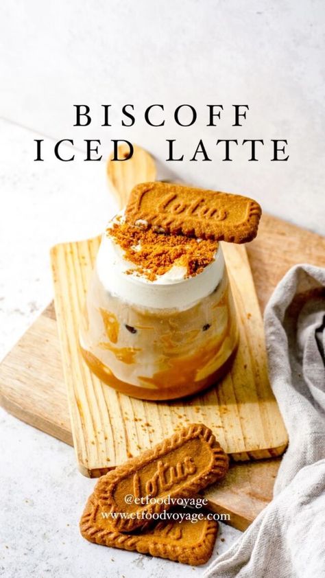 Summer Latte Recipes, Cafe Drinks Ideas, Homemade Whipped Cream Easy, Whip Cream Recipe, Biscoff Coffee, Biscoff Latte, Easy Homemade Whipped Cream, Iced Latte Recipe, Ice Latte