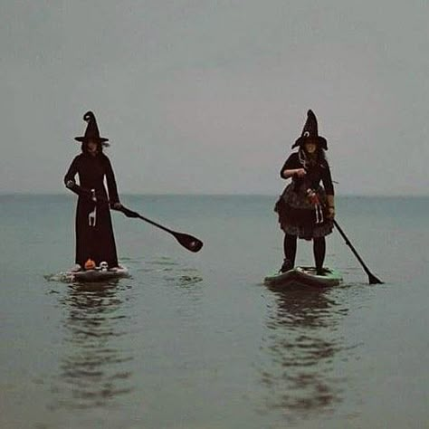 Lake Witch Aesthetic, Gothic Cottagecore Aesthetic, Halfway To Halloween, Beach Halloween, Sup Girl, Lake Floats, Gothic Cottagecore, Witch Silhouette, Airy Photography