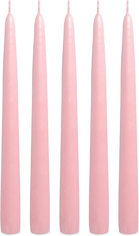 Amazon.com: Pink Taper Candles 10 Inches Tall Elegant Premium Quality Dripless Smokeless Unscented Hand-Dipped for Set of 12 for Baby Shower, Wedding Dinner Birthday Party Table Decorations Made in USA : Home & Kitchen Light Pink Candles, Blush Pink Bedroom Decor, Survival Candle, Pink Taper Candles, Sabbath Candles, Dripless Taper Candles, Antique Vanity Set, Pink Living Room Decor, Dripless Candles