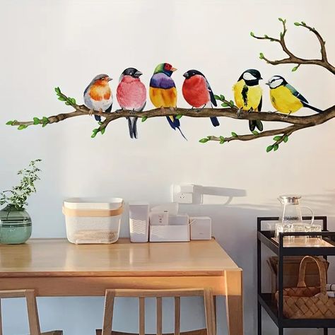 Creative Wall Sticker Colorful Birds Standing Branch Pattern - Temu Bird Bedroom, Bathroom Wall Stickers, Adhesive Wall Art, Wall Decor Decals, Kids Wall Decals, Creative Wall, Wall Decor Stickers, Bird Decor, Decal Wall Art