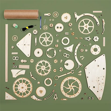 Wooden Mechanical Clock Kit Wooden Clock Kits, Wooden Clock Plans, Wooden Gear Clock, Steampunk Gadgets, Wooden Gears, Wooden Clocks, Gear Clock, Clock Ideas, Woodworking Clamps