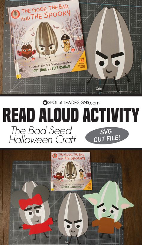 Read Aloud Activity | The Bad Seed Halloween Craft - Spot of Tea Designs The Good The Bad And The Spooky, Halloween Kindness Activities, The Good The Bad And The Spooky Activities, Halloween Monster Activities, The Bad Seed Book Activities, The Bad Seed Pumpkin Character, The Good The Bad And The Spooky Craft, Halloween Read Alouds And Activities, The Bad Seed Craft