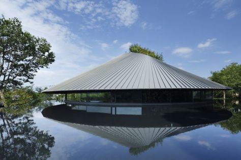 Sayama Lakeside Cemetery Community Hall  / Hiroshi Nakamura & NAP Hiroshi Nakamura, Community Hall, Timber Frame Building, Community Halls, Reflecting Pool, Canopy Design, Cultural Architecture, Education Architecture, Japanese Architecture