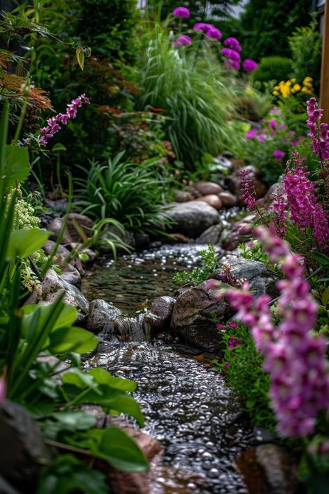 Small Garden Stream Ideas for Your Backyard Haven Garden Stream Ideas, Stream Landscaping, Backyard Streams, Garden Creek, Dry Stream, Backyard Stream, Stream Ideas, Garden Stream, Property Ideas