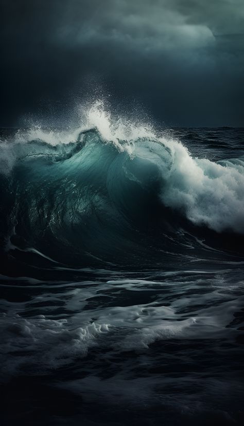 Experience the mesmerizing power and beauty of waves as they crash against the shore, a symbol of nature's unstoppable force. Scary Ocean, Ocean Art Painting, Ocean Storm, Sea Storm, Waves Photography, Beyond The Horizon, Waves Wallpaper, Ocean Landscape, Stormy Sea