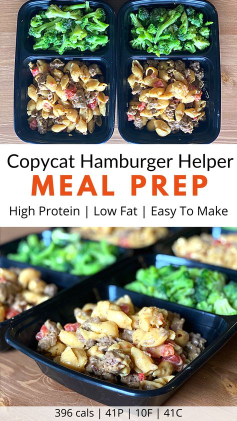 Copycat Hamburger Helper, Quick Easy Meal Prep, Healthy Hamburger, Quick Lunch Recipes, High Protein Meal Prep, Healthy High Protein Meals, Rotel Tomatoes, Macro Friendly Recipes, Dinner Meal Prep