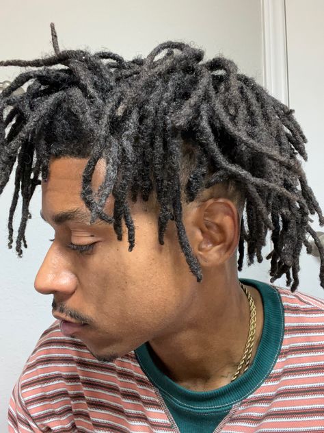 Taper Fade Locs, Free Form Twist Men, Semi Freeform Dreads Men, Loc Mullets, Freeform Dreads Men, Semi Freeform Dreads, Dreadlock Mullet, Semi Free Form Locs, Free Form Dreads