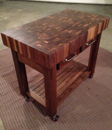 Kitchen Island Diy Plans, Diy Wood Bar, Butcher Block Kitchen Cart, Sawmill Projects, Diy Kitchen Cart, Diy Butcher Block, Butcher Block Tables, Butcher Block Island Kitchen, Kitchen Island Diy