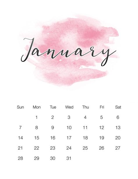 2018 Aesthetic, Watercolor Calendar, Calendar Background, January Calendar, Cottage Market, Calendar 2018, Free Calendar, Calendar Wallpaper, Free Printable Calendar