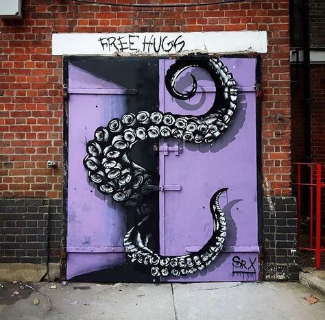 Kracken Wall Art, Octopus Graffiti, Octopus Wall Art, Wal Art, Urban Street Art, Amazing Street Art, 3d Street Art, Graffiti Murals, Murals Street Art