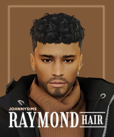 Raymond Hair | Patreon Male Curly Hair, Sims 4 Afro Hair, Sims 4 Curly Hair, Sims 4 Male, Mods Sims 4, Sims 4 Men Clothing, Sims 4 Hair Male, Sims 4 Black Hair, Pelo Sims