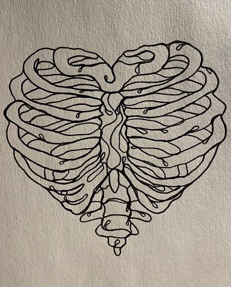 Bone Drawing, Heart Bones, Bone Tattoos, Arte Grunge, Heart Drawing, Book Art Drawings, Sketchbook Art Inspiration, Tattoo Style, Cute Tattoos