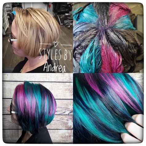 Pinwheel Hair Color Ideas Patterns, Star Hair Color Technique, Short Hair Fun Color Ideas, Vivid Placement, Pin Wheel Hair Color Technique, Pinwheel Hair Color Technique How To Do, Hair Color Sectioning, Pinwheel Hair Color Ideas, Hair Color Placement Ideas