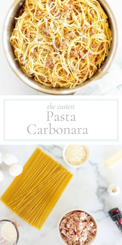 Carbonara is a great dish for brunch, lunch or dinner. Comes together in no time with just 7 ingredients! Authentic Carbonara Recipe, Carbonara Pasta Authentic, Cabonara Recipes, Carbonara Sauce Recipe, Authentic Pasta Carbonara Recipe, Chicken Spaghetti Recipe Crockpot, Authentic Carbonara, Traditional Pasta Carbonara Recipe, Carbonara Recipe Creamy