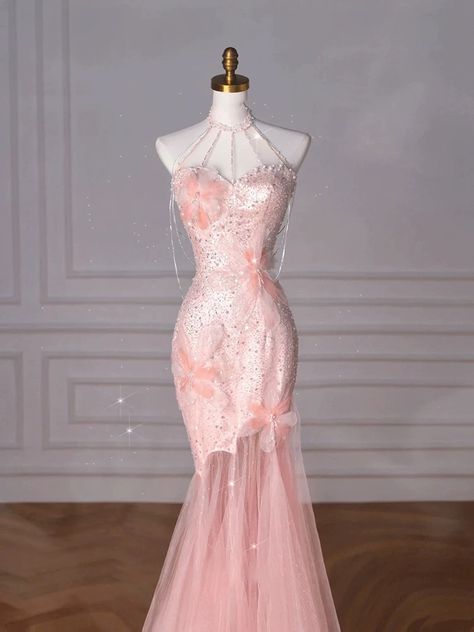 Pink Sparkly Prom Dress, Wedding Dress Styles Chart, Gowns Dresses Elegant, Blue Homecoming Dresses, Pink Mermaid, Iconic Dresses, Glamour Dress, Cute Prom Dresses, Pretty Prom Dresses