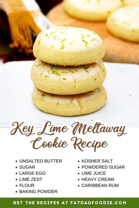 Key Lime Cookies Recipe, Loaf Ideas, Key Lime Cookie Recipe, 12th Day Of Christmas, Baking Cute, Key Lime Cookies, Recipe Ingredients List, Meltaway Cookies, Lime Cookies