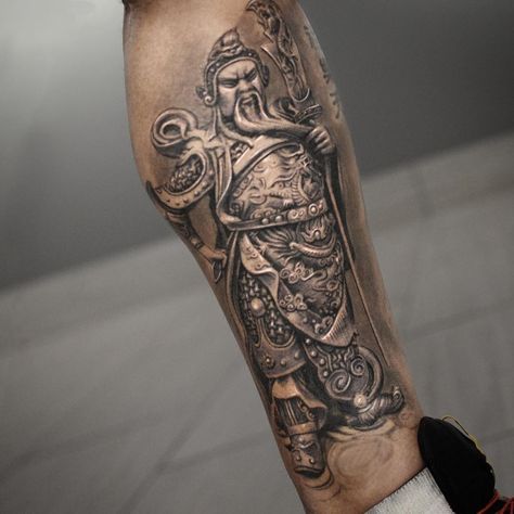 Chinese Warrior Tattoo Youxia Warrior, Chinese Warrior Tattoo, Emperor Tattoo, Chinese Tattoo Designs, Tattoo Warrior, Chinese Tattoos, Warrior Tattoo Sleeve, Ancient One, Hero Tattoo