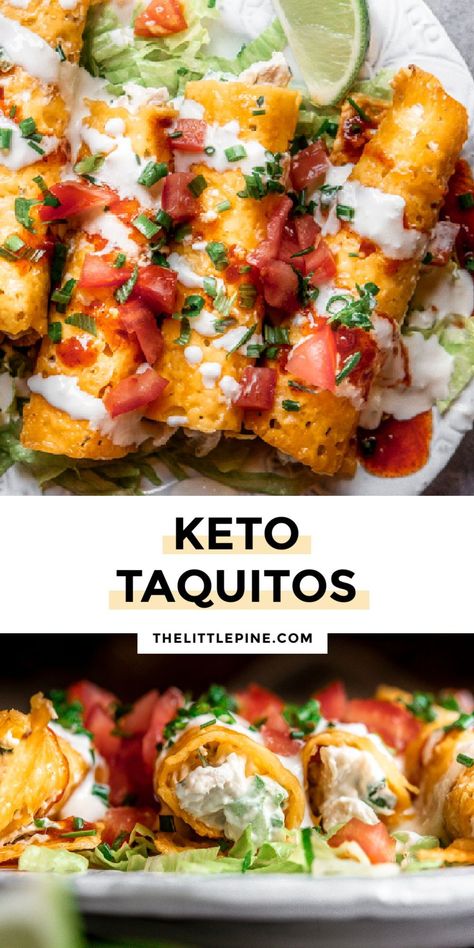 20 minutes for super crisp and cheesy baked low carb taquitos, that LEGIT taste better than the traditional kind?! YES PLEASE! #lowcarbtaquitos #ketotaquitos #lowcarblunch #ketolunch #keto #lowcarb Low Carb Taquitos, Jalapeno Popper Taquitos, Keto Taquitos, Low Carb Low Fat Recipes, Boiled Egg Diet Plan, Diet Recipes Easy, Best Low Carb Recipes, Jalapeno Popper, Low Sugar Recipes