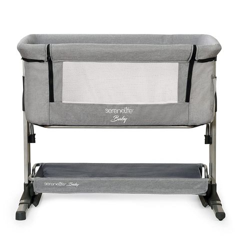 Amazon.com : Baby Bassinet Bedside Sleeper Easy Folding Portable Crib for Newborn 3 in 1 Bedside Bassinet Crib for Safe co Sleeping with Storage Basket Adjustable Height and Wheels Travel Bag Included (Gray) : Baby Baby Bassinet Bedside, Toddler Playpen, Baby Bedside Sleeper, Safe Co Sleeping, Portable Baby Cribs, Cradles And Bassinets, Travel Bassinet, Bedside Bassinet, Bedside Sleeper