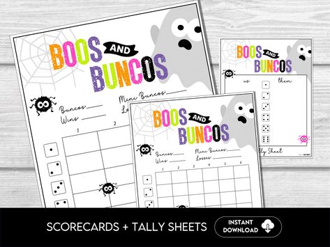 Halloween Bunco Score Sheets, Spooky Bunco Game, Halloween Party Bunco Scorecards | 4 games, 6 games Tally Sheets, October Ghost Bunco Party by BeforeThePartyCo on Etsy Halloween Bunco Score Sheets, Halloween Bunco, Bunco Score Sheets, Bunco Themes, Bunco Night, Ghost Theme, Bunco Game, Bunco Party, Theme Halloween