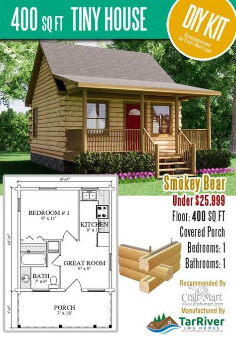 Tiny Log Cabin Kits - Easy DIY Project - Craft-Mart Log Cabin House Plans, Tiny Log Cabins, Tiny Log Cabin, Diy Log Cabin, Log Cabin Plans, Log Cabin Floor Plans, Small Cabin Plans, Small Log Cabin, Log Cabin Kits