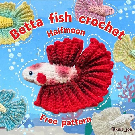 Yarn Haven | Pattern and design by @knit_joa When publishing your works, please indicate the designer of the pattern --you can find more free and… | Instagram Fish Crochet Pattern, Crochet Fish Patterns, Fish Crochet, Crocheted Animals, Crochet Fish, Crochet Fairy, Beta Fish, Beginner Crochet Projects, Crochet Amigurumi Free Patterns